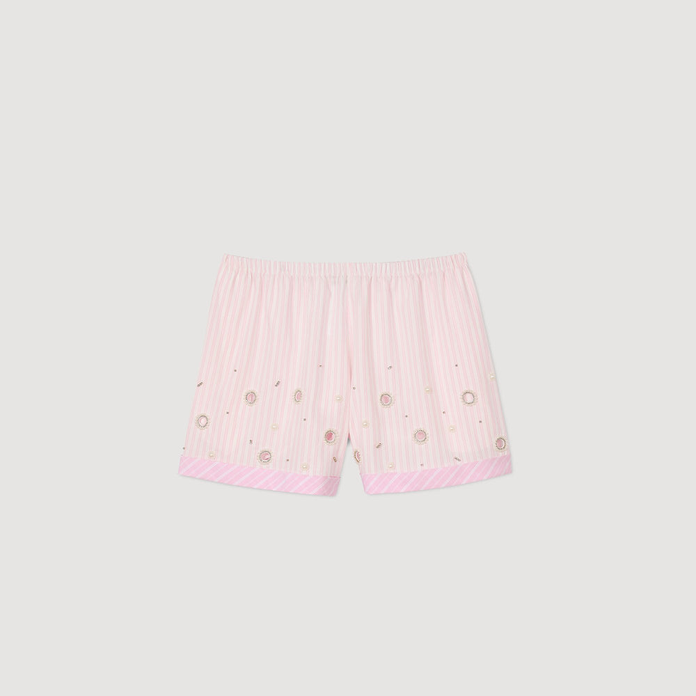 Sandro / Rhinestone striped shorts Pink