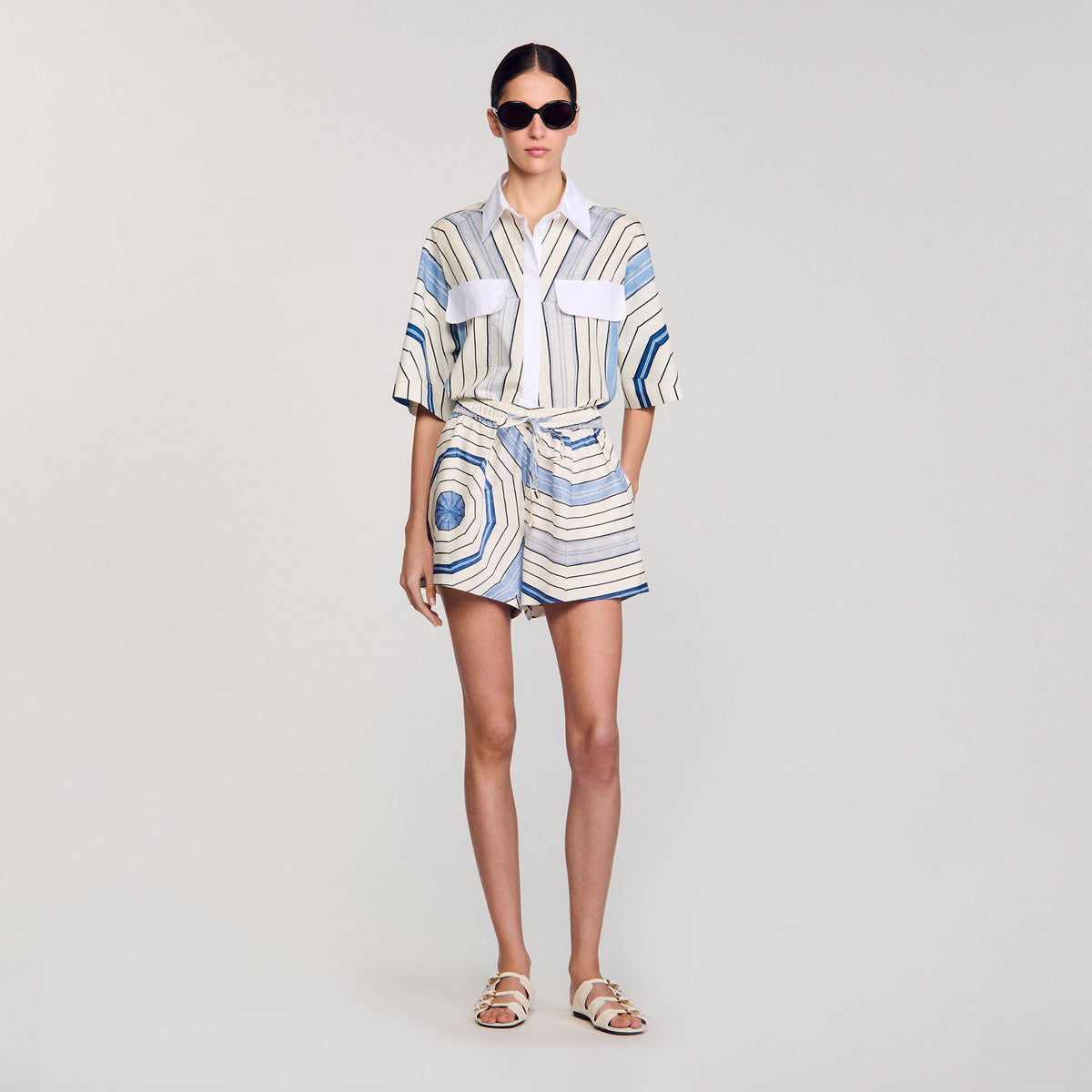 Sandro / Spiral-motif shorts Sky Blue