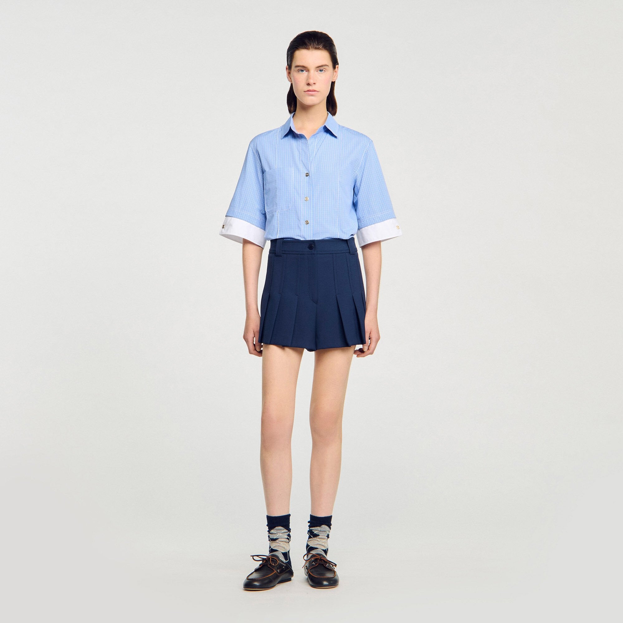 Sandro / Tailored pleated shorts Navy Blue