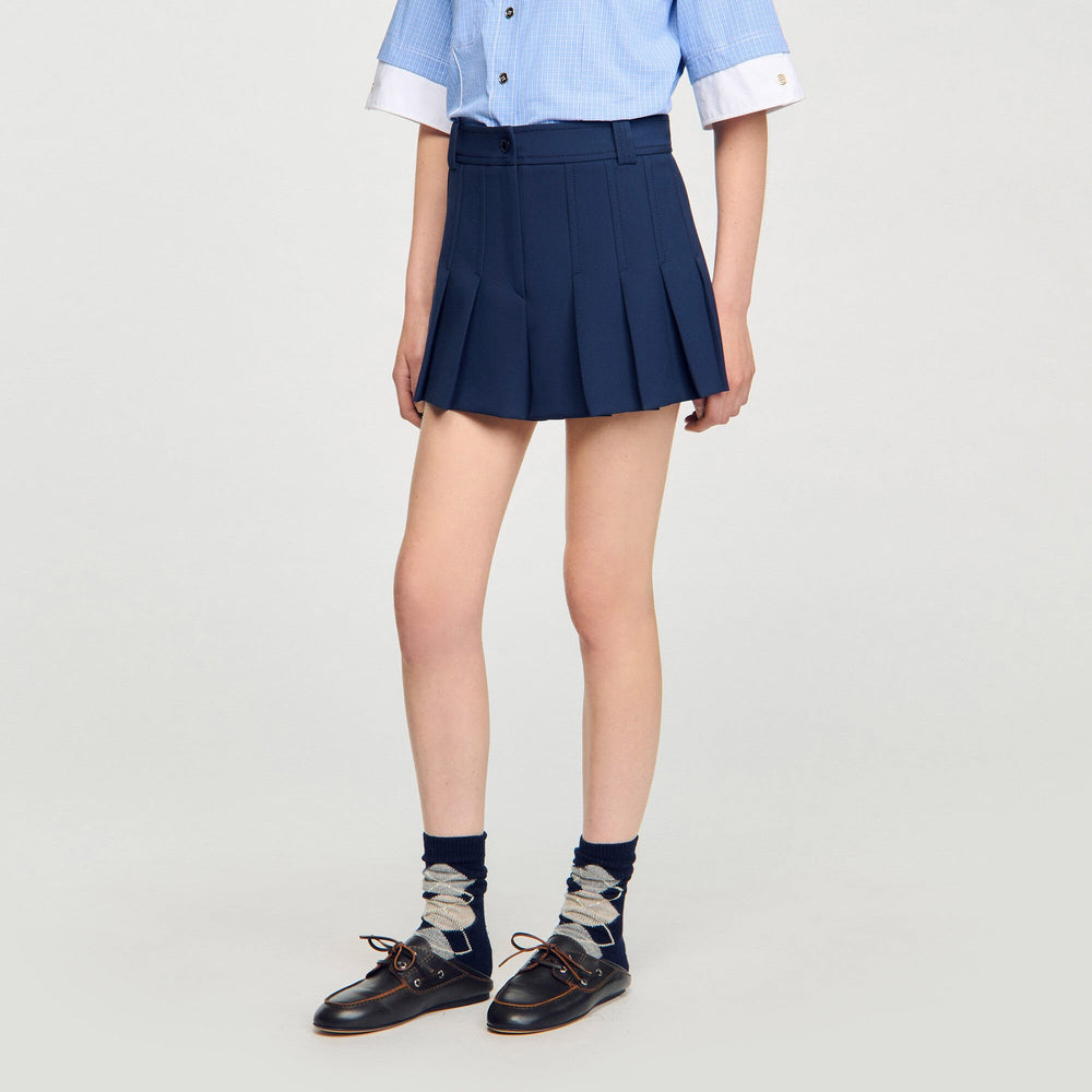 Sandro / Tailored pleated shorts Navy Blue