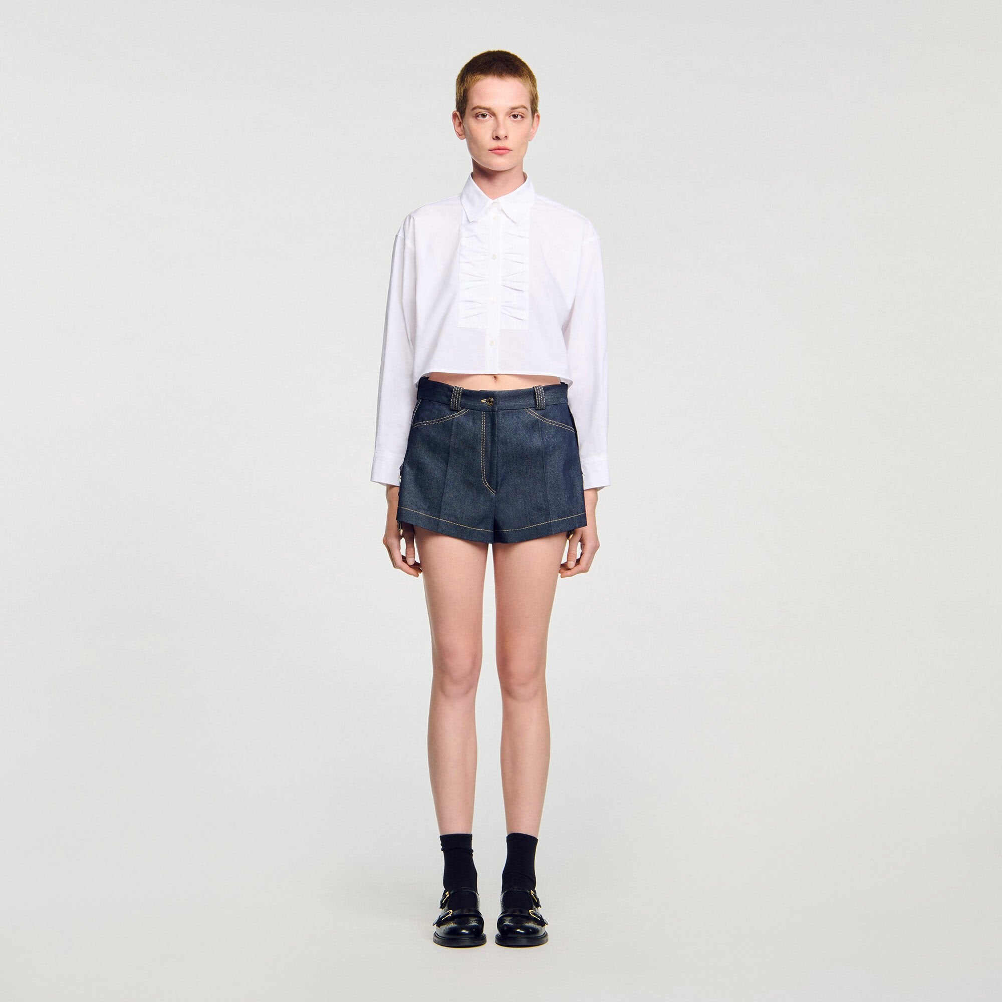 Sandro / Denim belt loop shorts Deep Blue