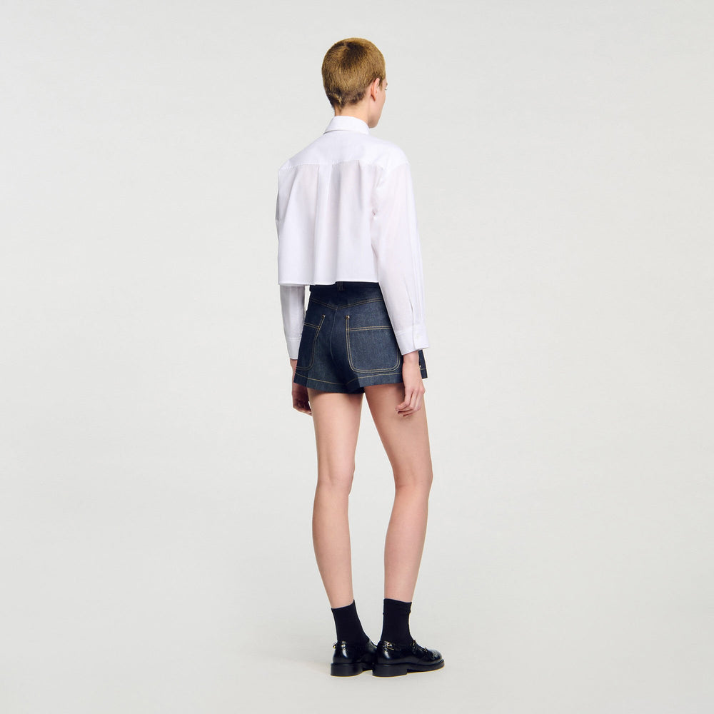 Sandro / Denim belt loop shorts Deep Blue