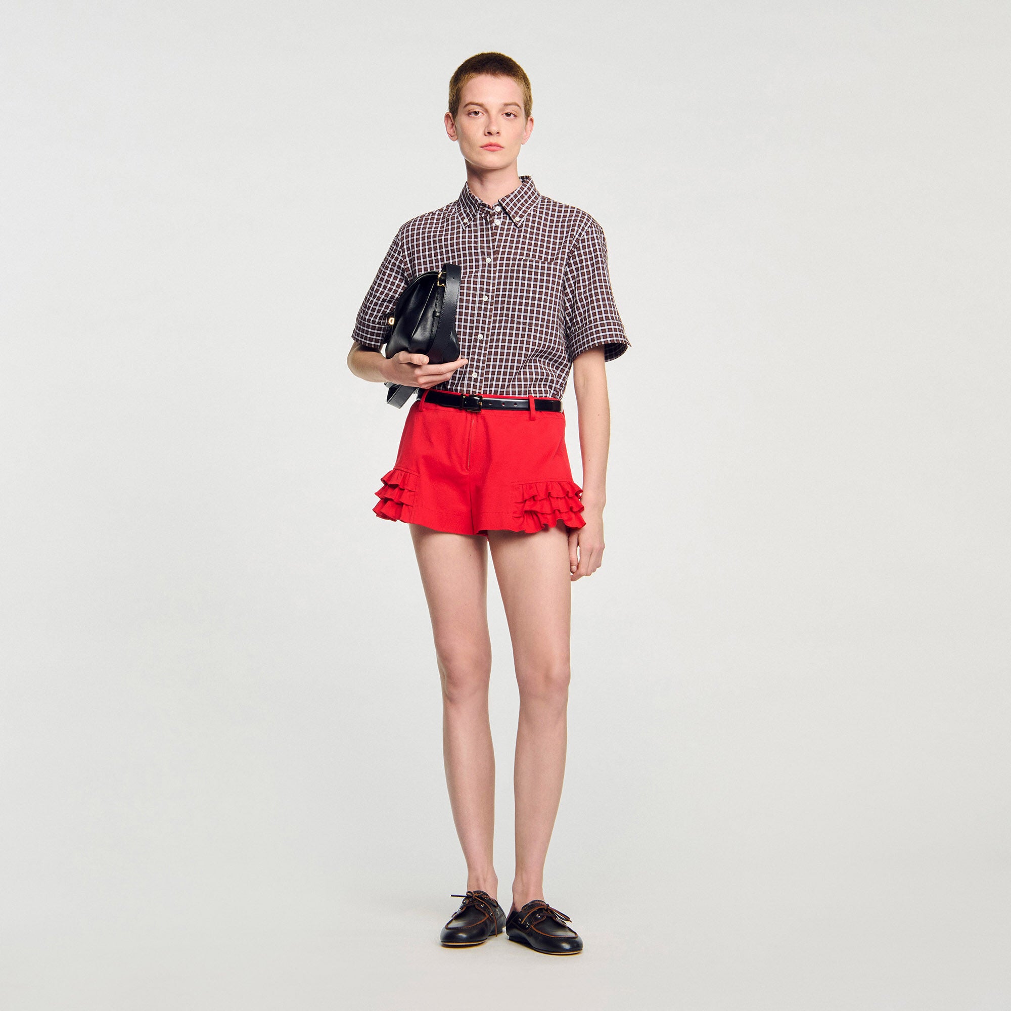 Sandro / Flared ruffled shorts Red