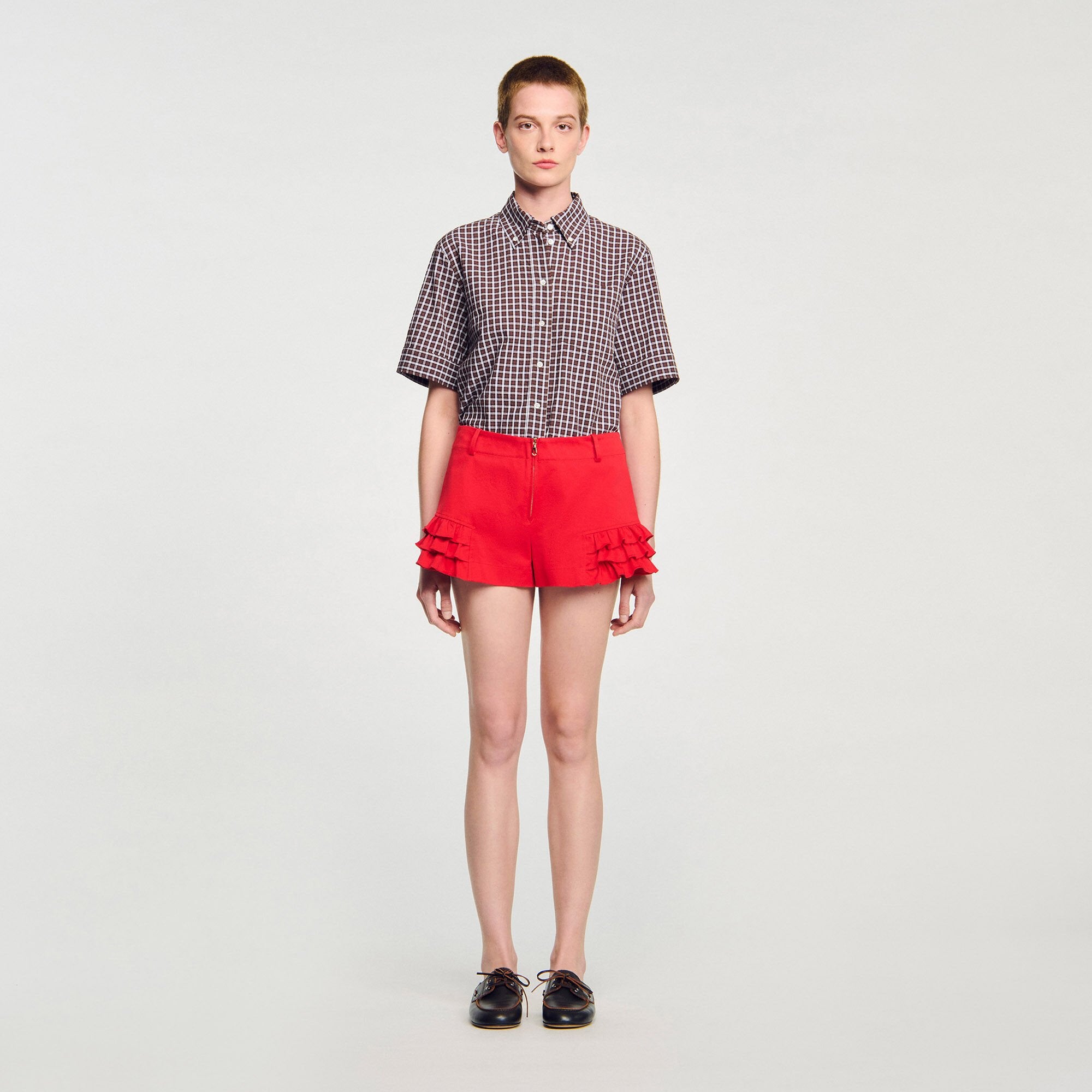 Sandro / Flared ruffled shorts Red