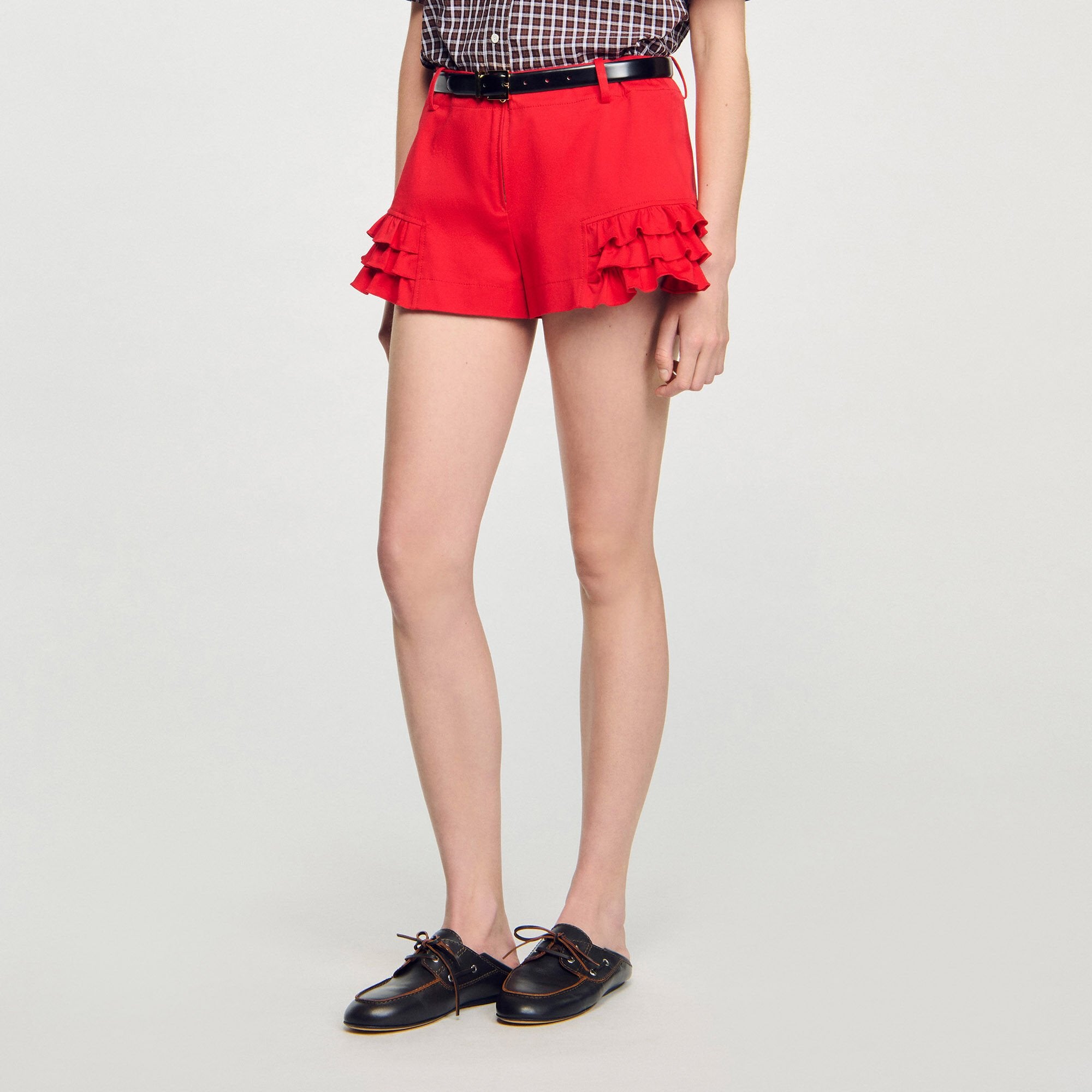 Sandro / Flared ruffled shorts Red