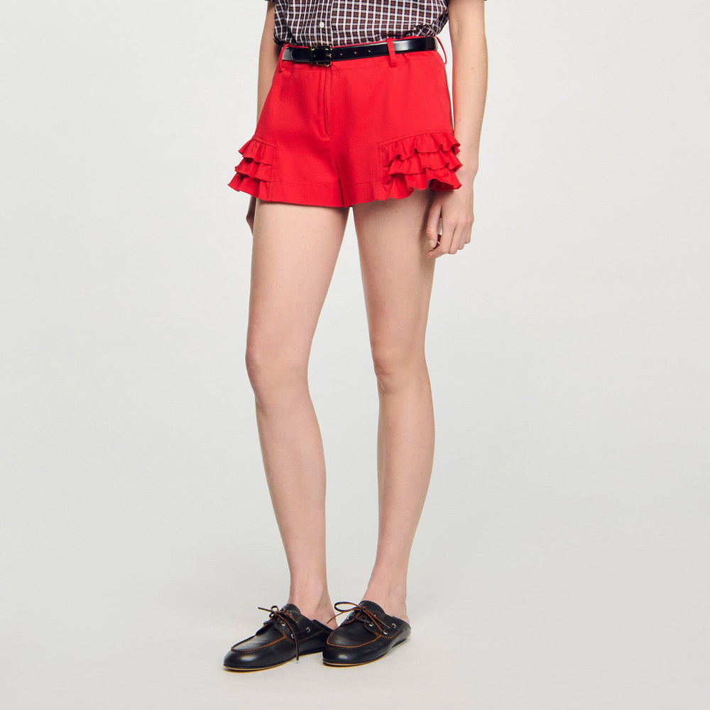 Sandro / Flared ruffled shorts Red