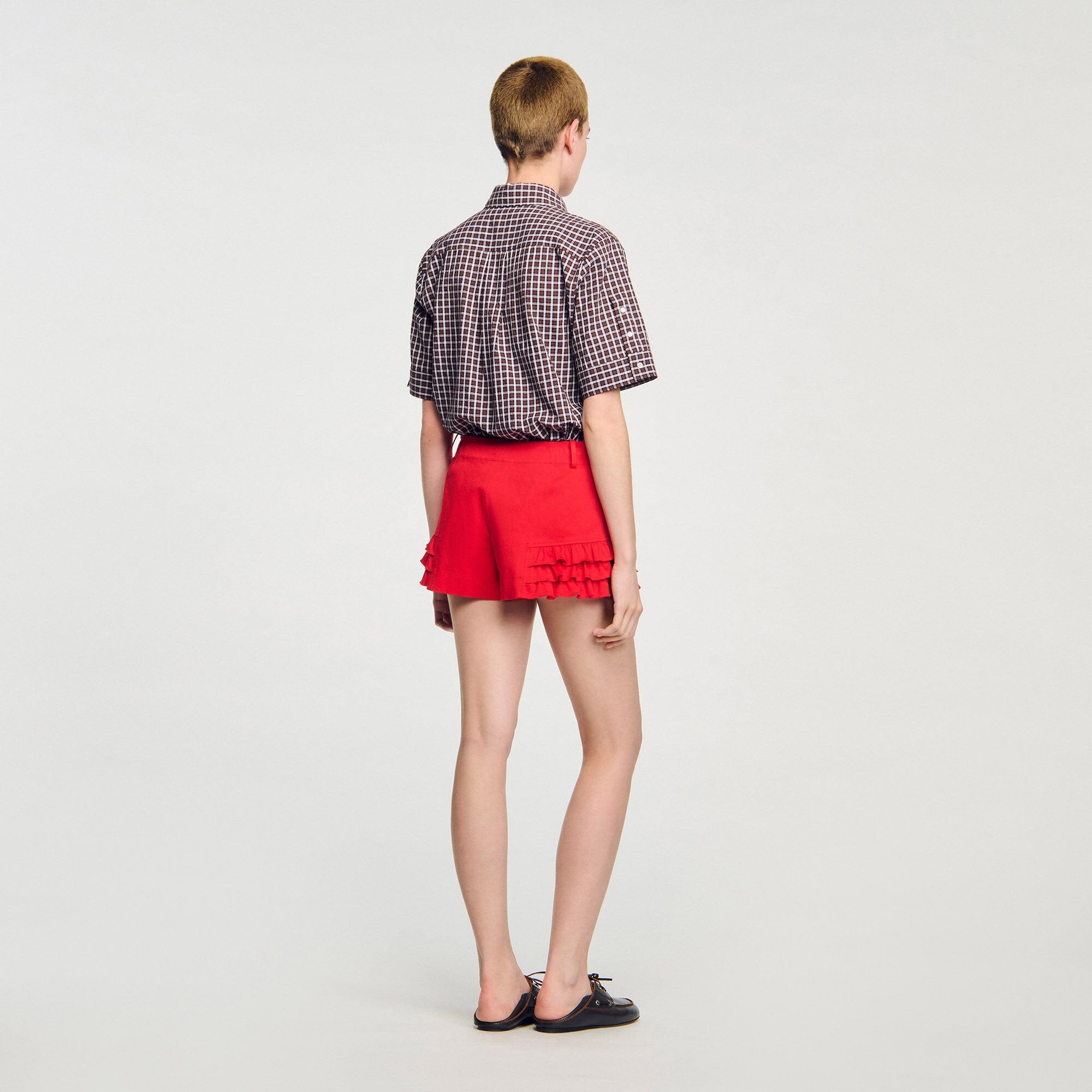 Sandro / Flared ruffled shorts Red
