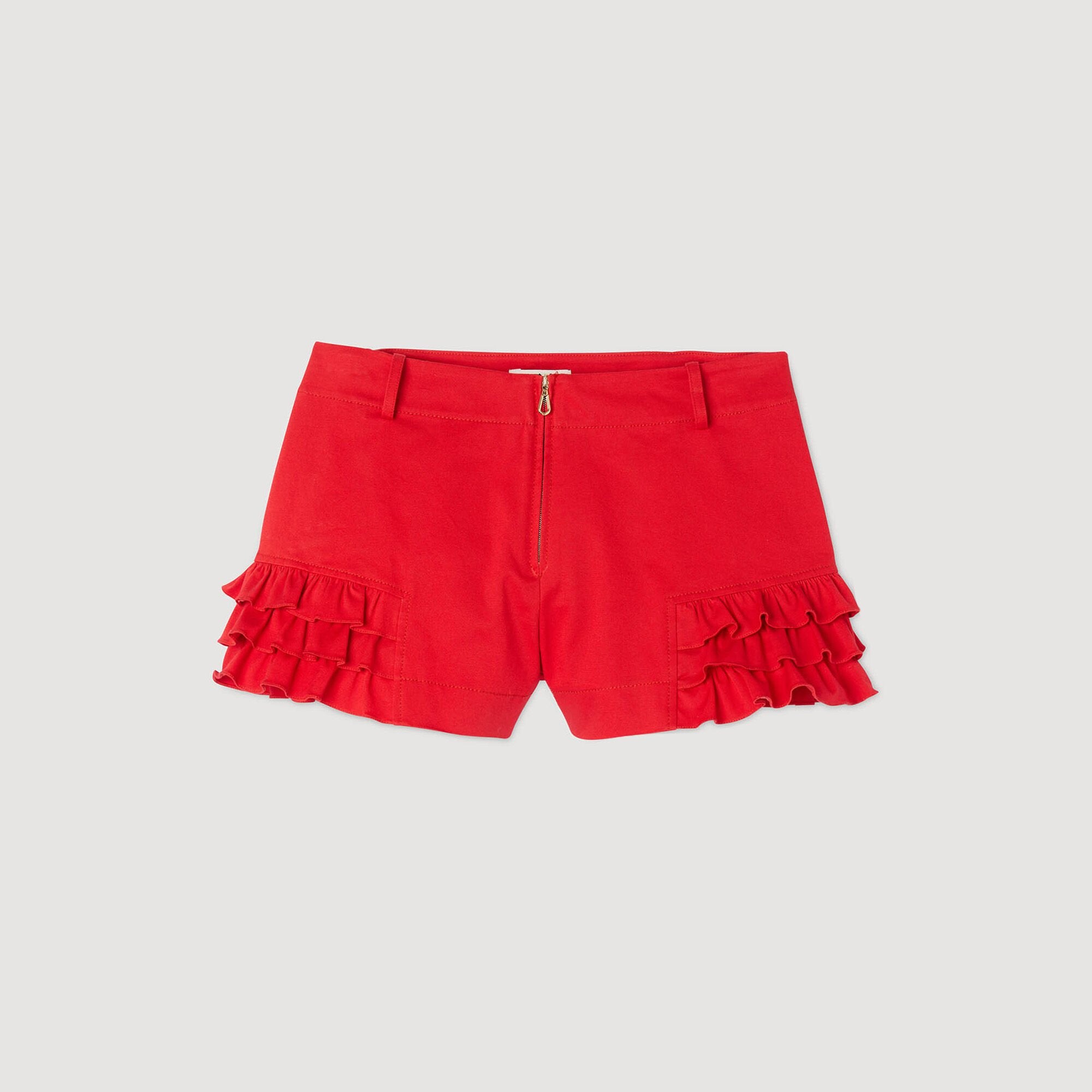 Sandro / Flared ruffled shorts Red