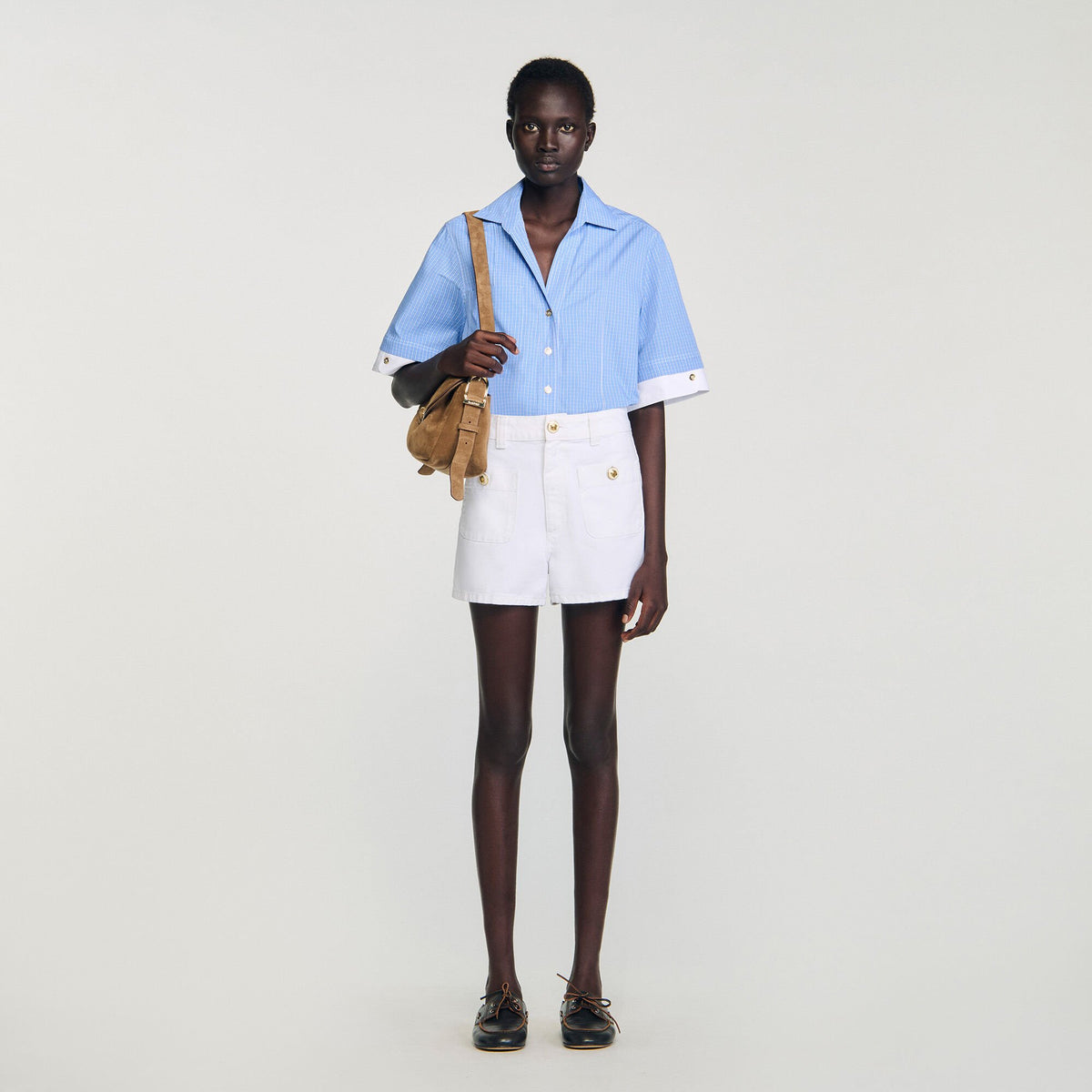 Sandro / High waist denim shorts White