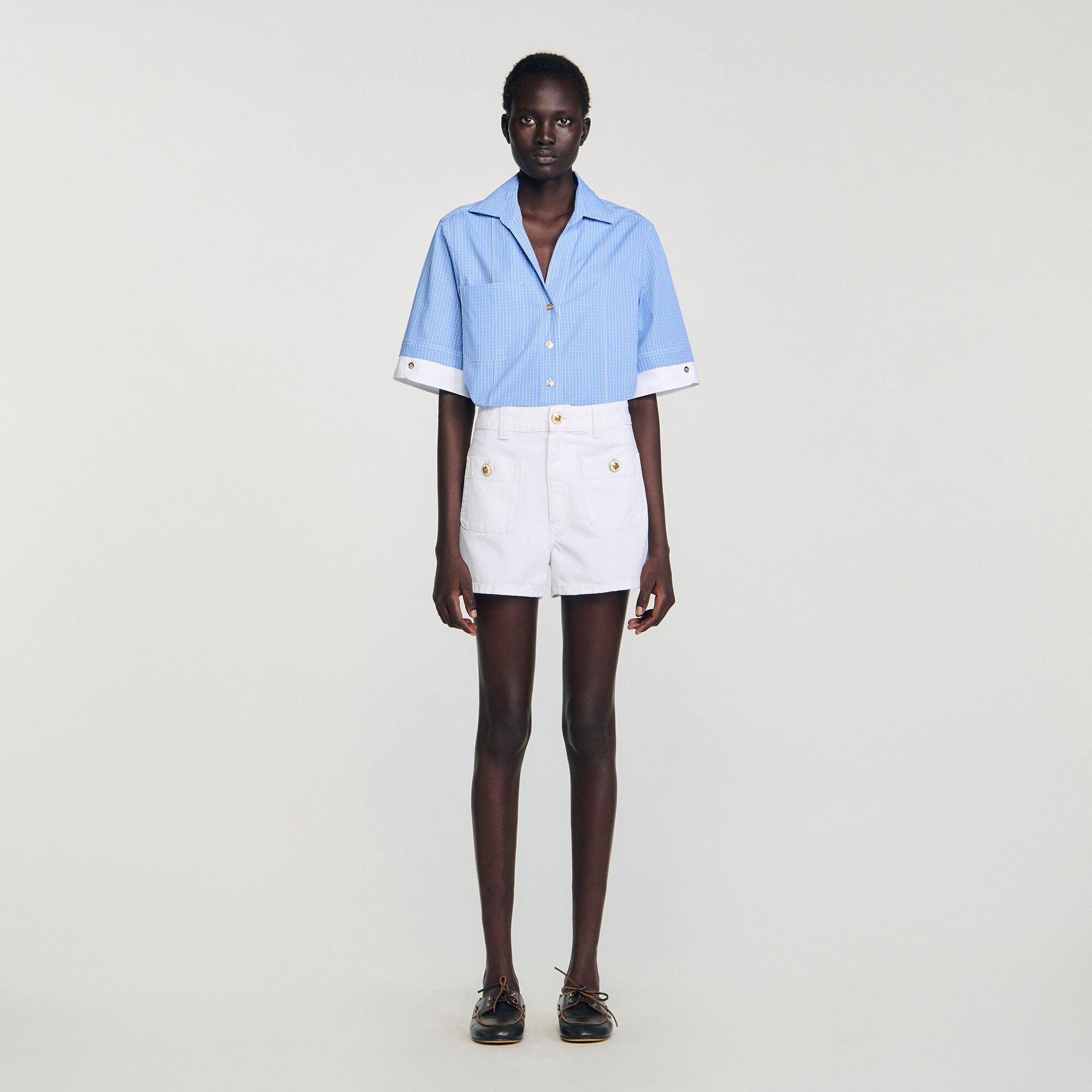 Sandro / High waist denim shorts White