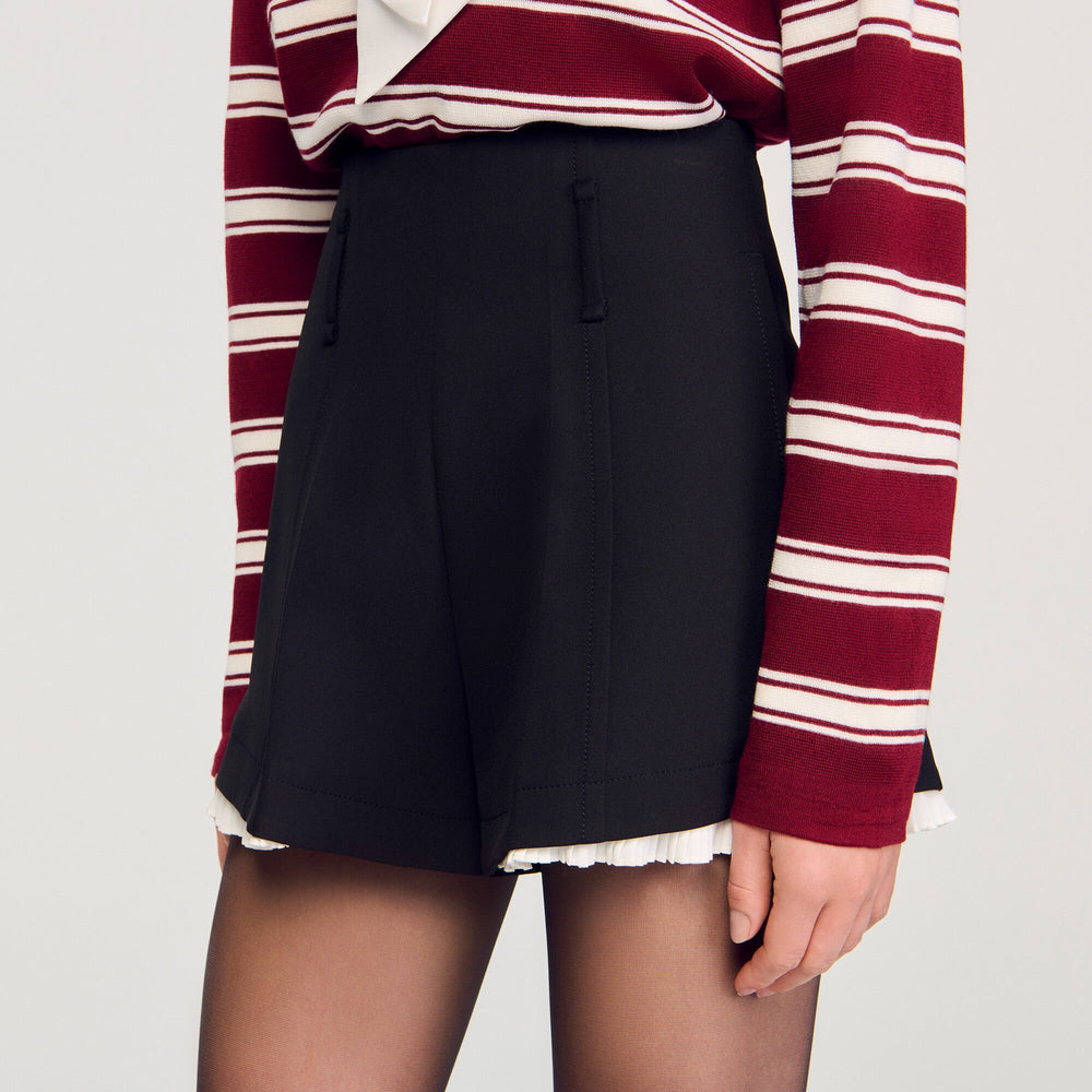 Sandro / Tailored flounced shorts Black