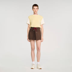 Sandro / Drawstring pleated skort Brown