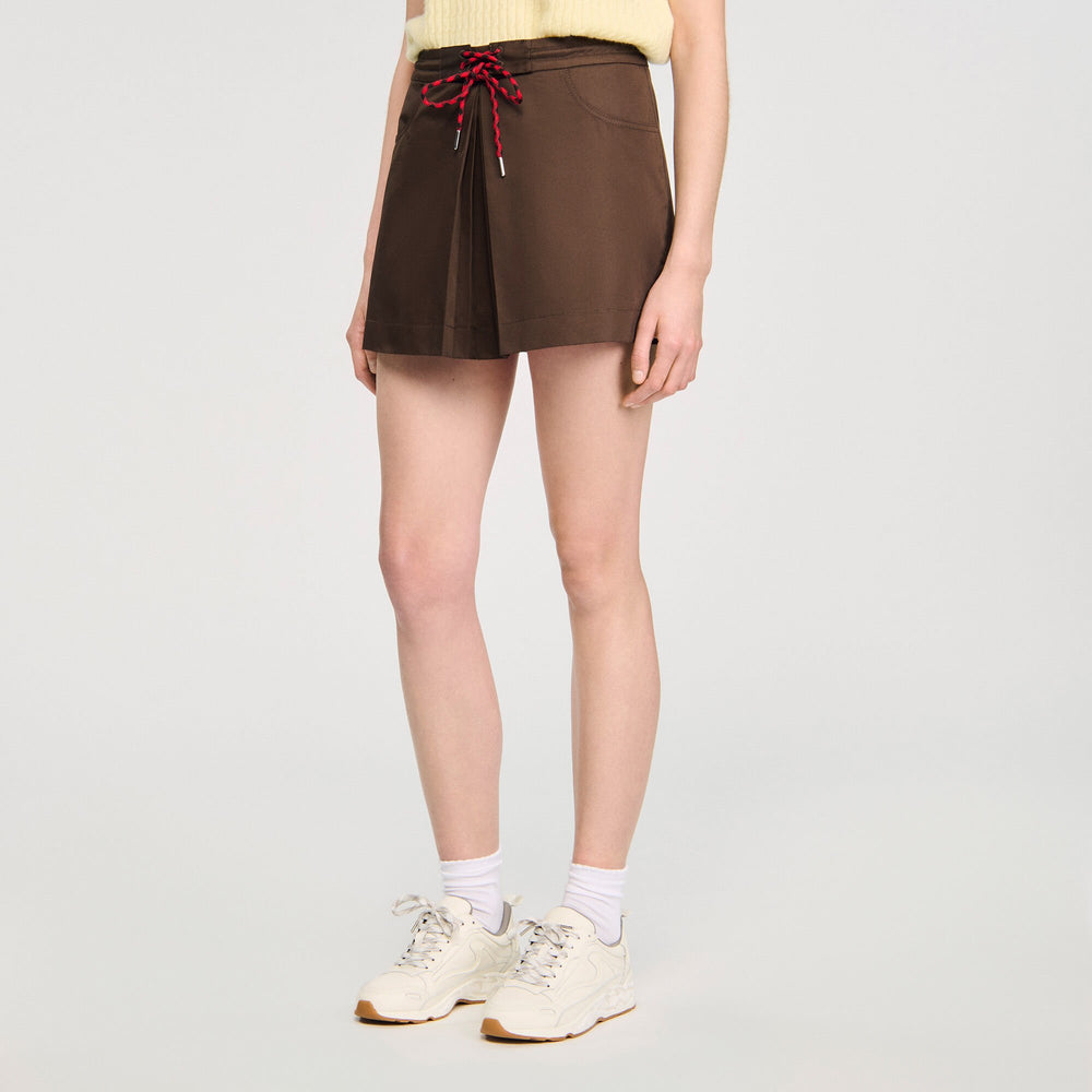 Sandro / Drawstring pleated skort Brown