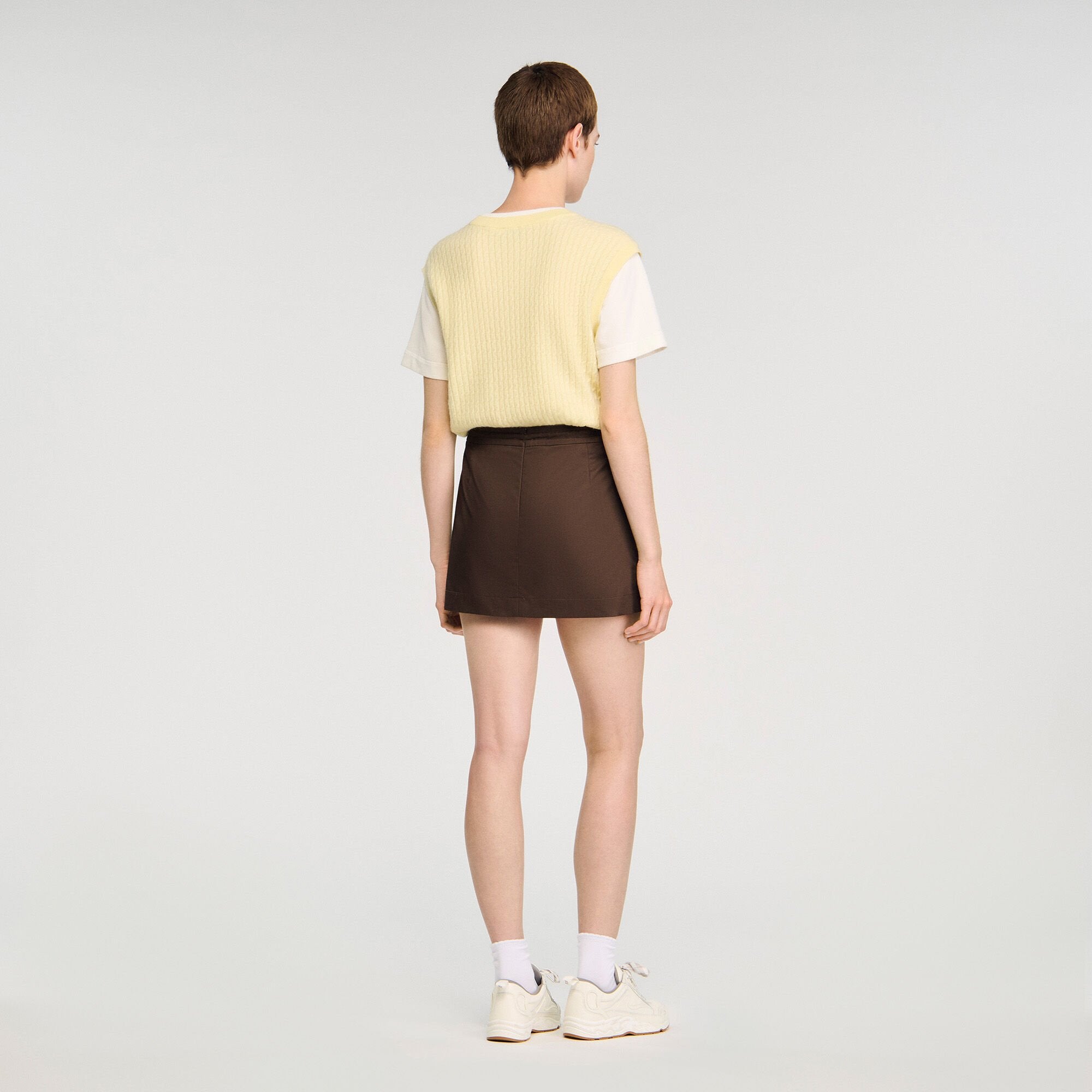Sandro / Drawstring pleated skort Brown