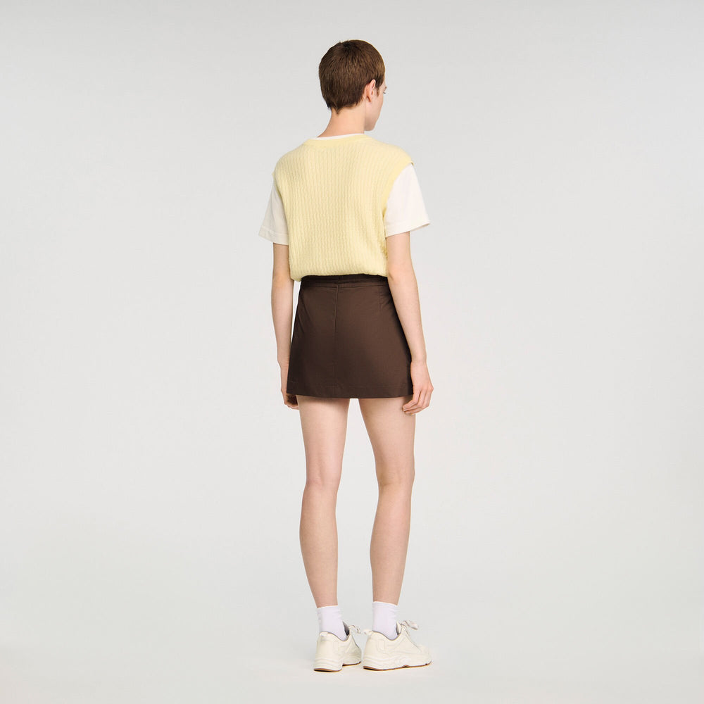 Sandro / Drawstring pleated skort Brown