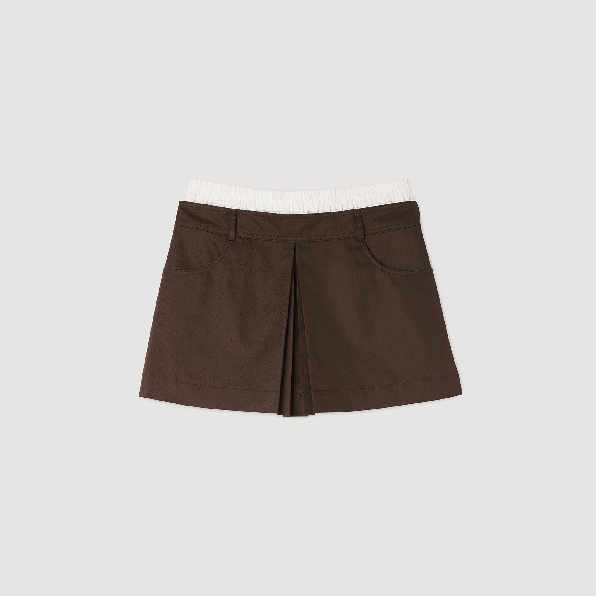 Sandro / Drawstring pleated skort Brown