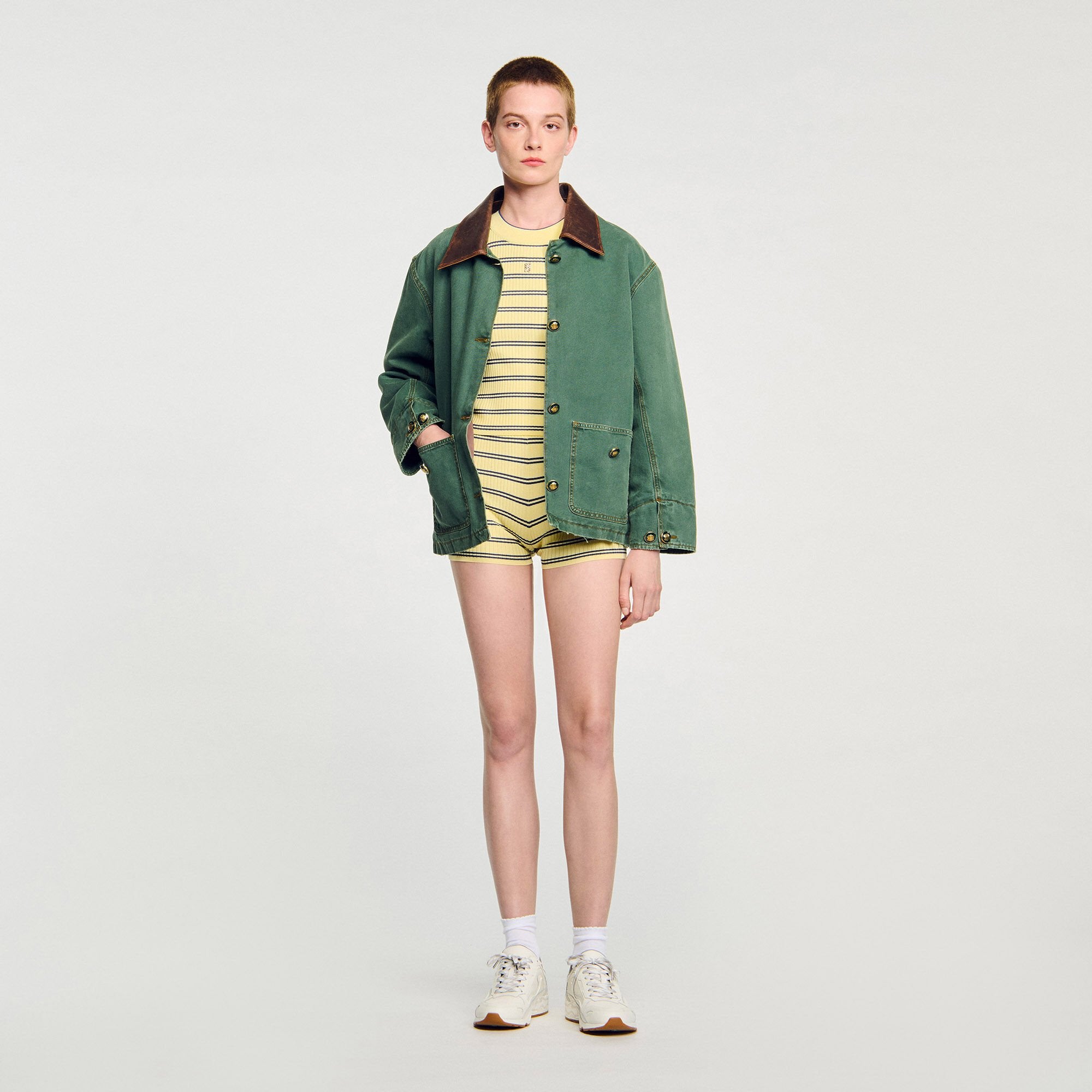 Sandro / Striped knit shorts Light Yellow