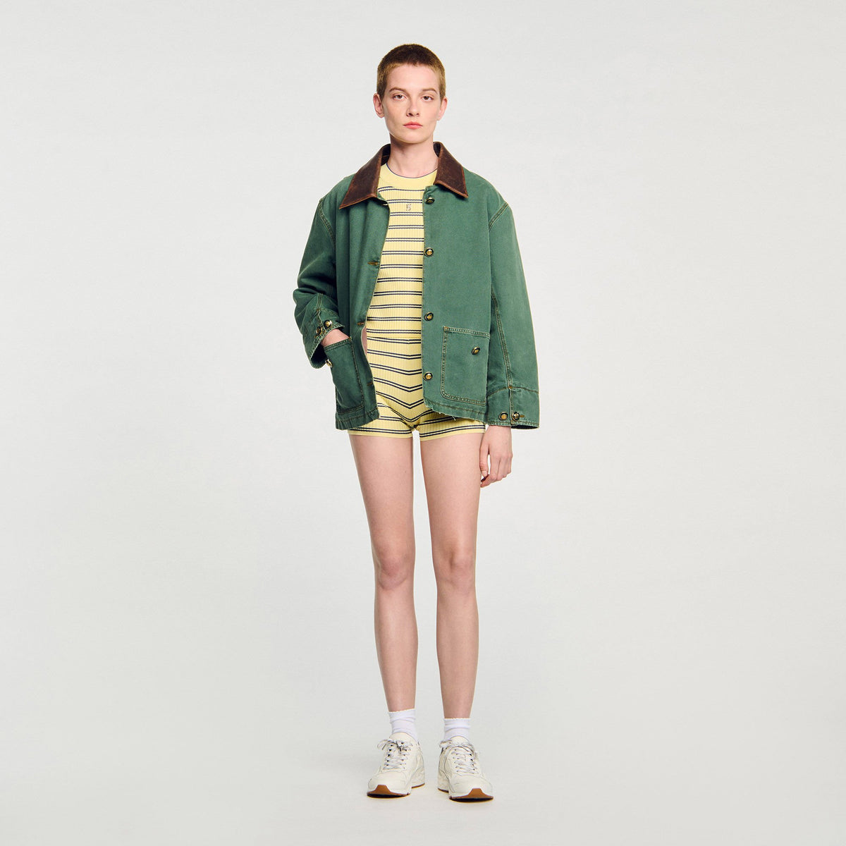 Sandro / Striped knit shorts Light Yellow