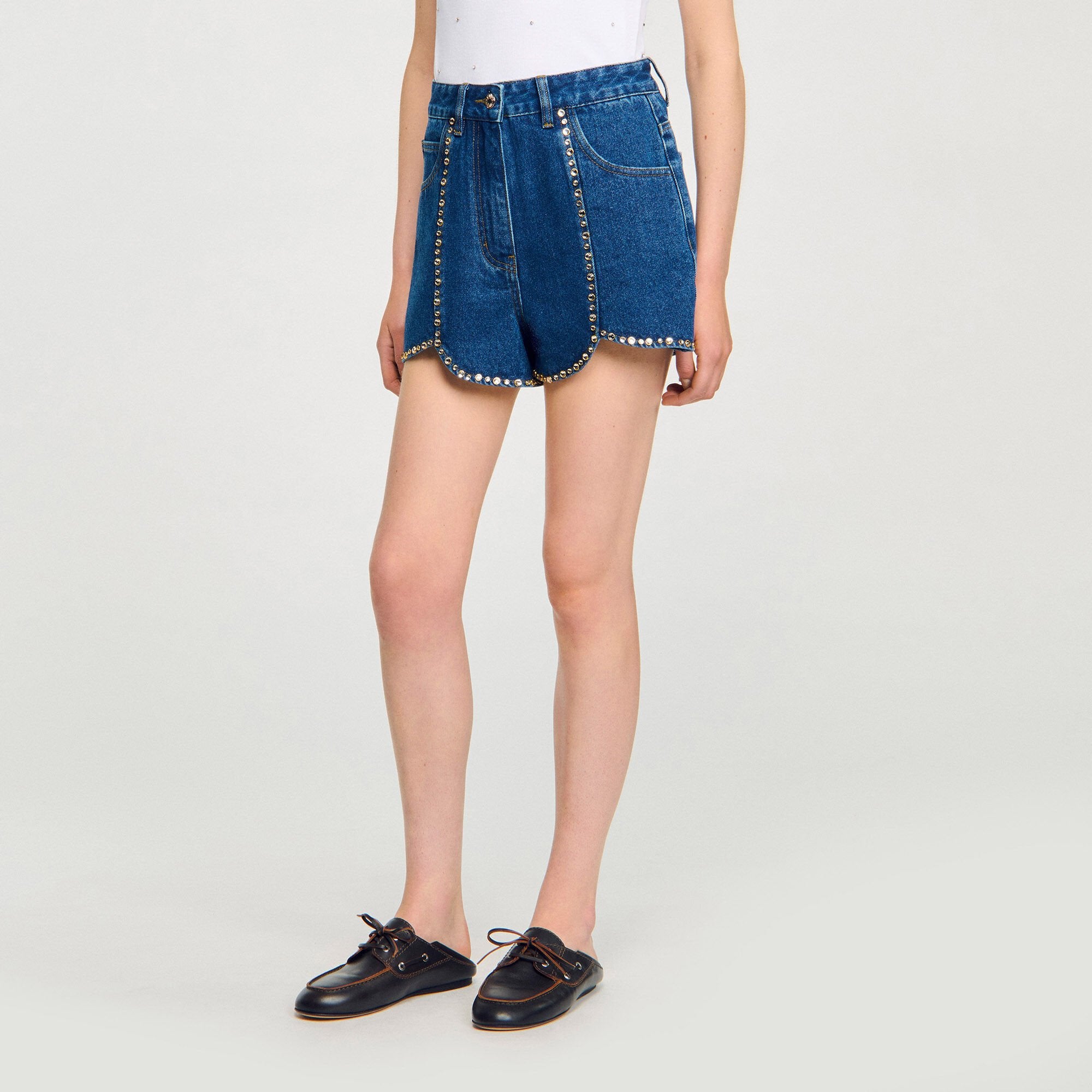 Sandro / Rhinestone denim shorts Blue Jean