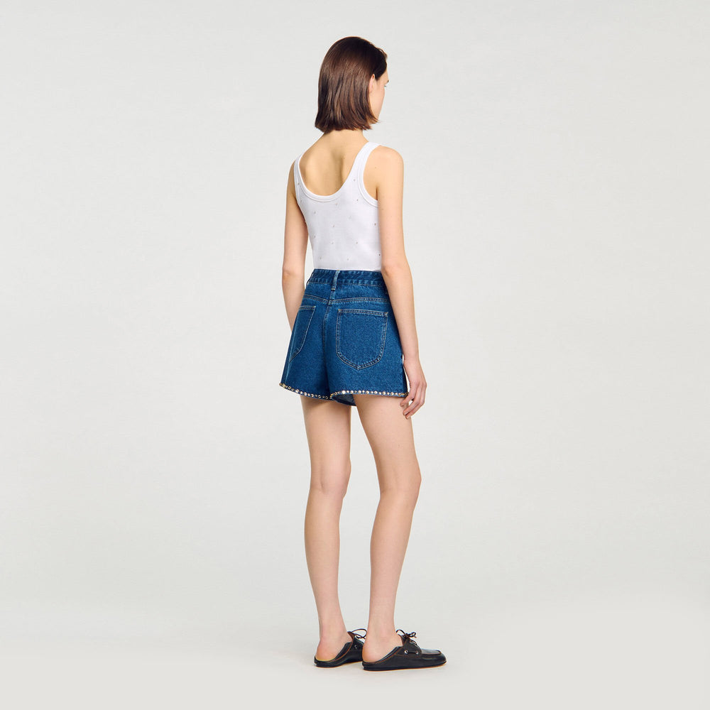 Sandro / Rhinestone denim shorts Blue Jean