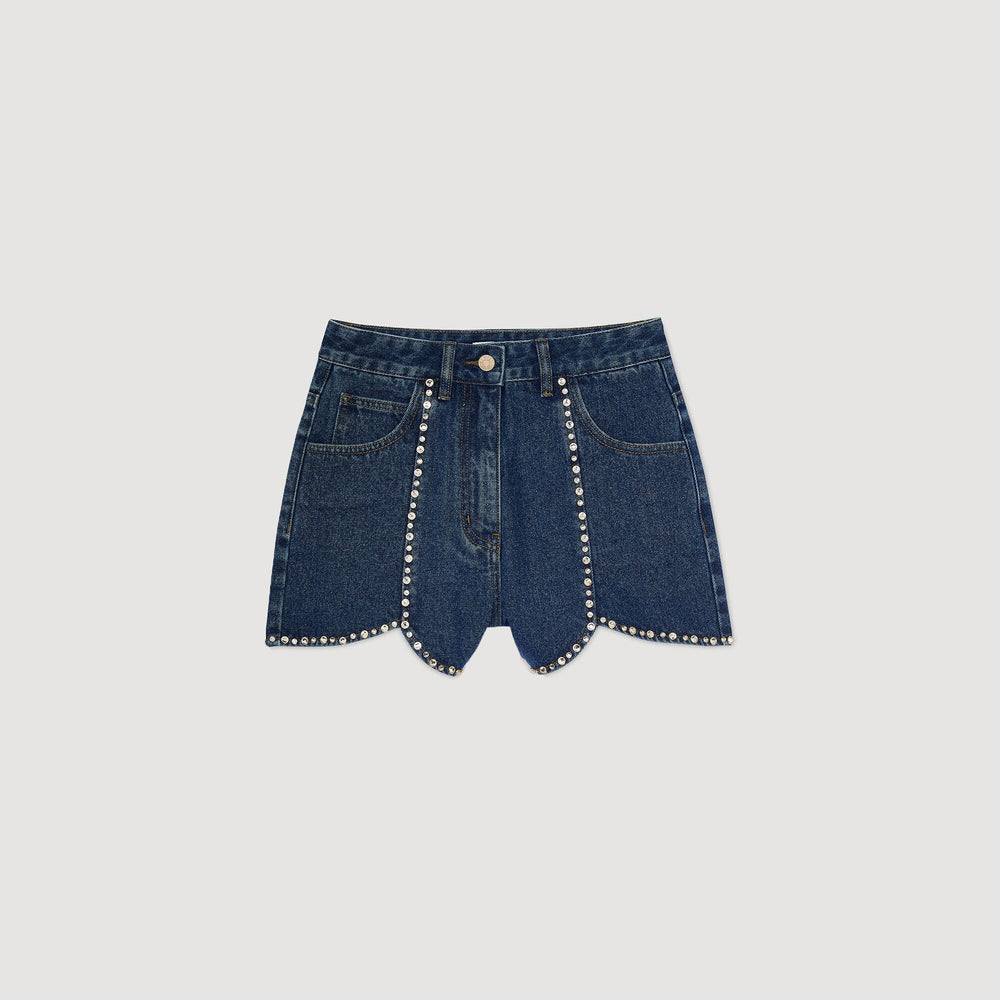 Sandro / Rhinestone denim shorts Blue Jean