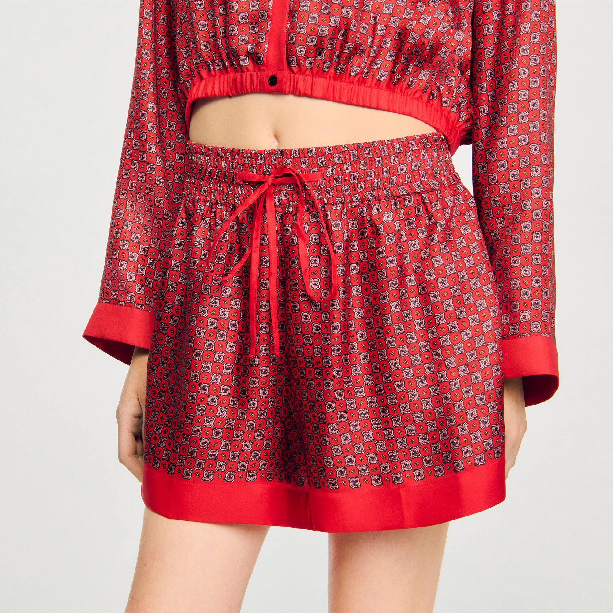 Sandro / Scarf print shorts Red / Pink
