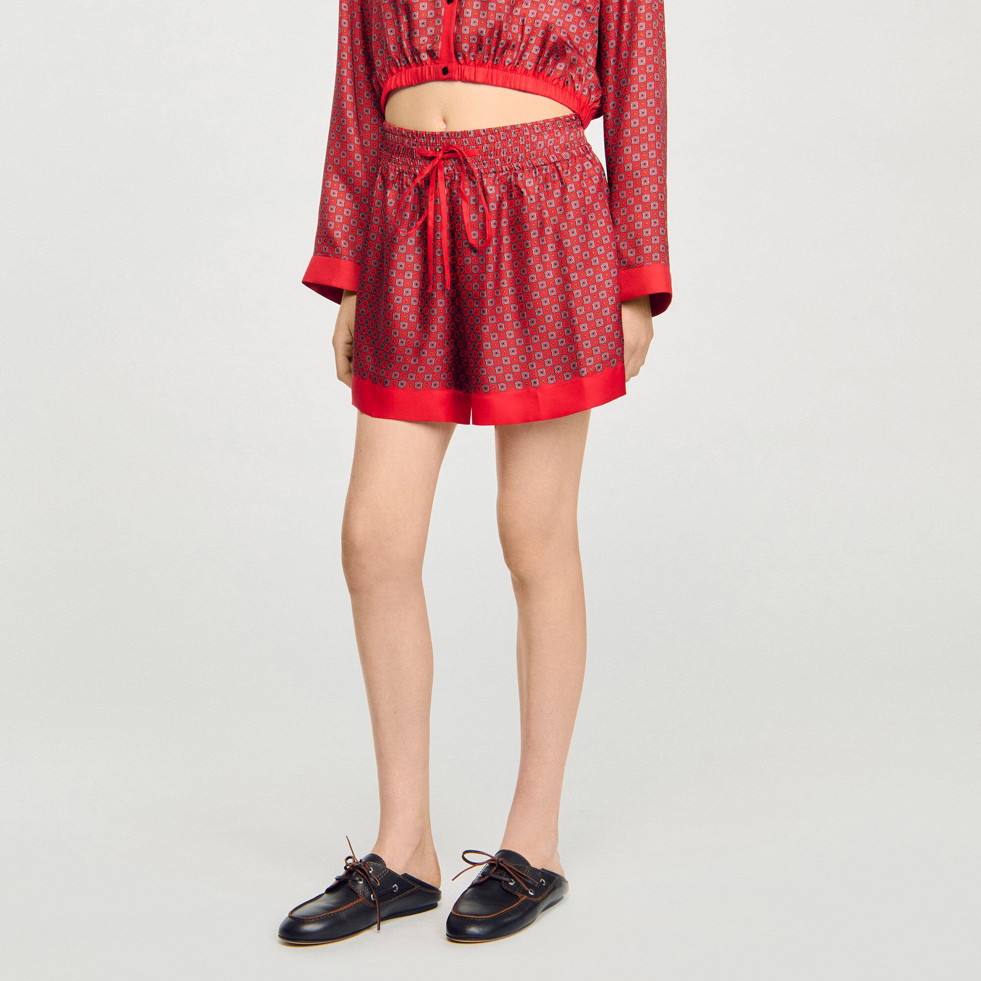 Sandro / Scarf print shorts Red / Pink