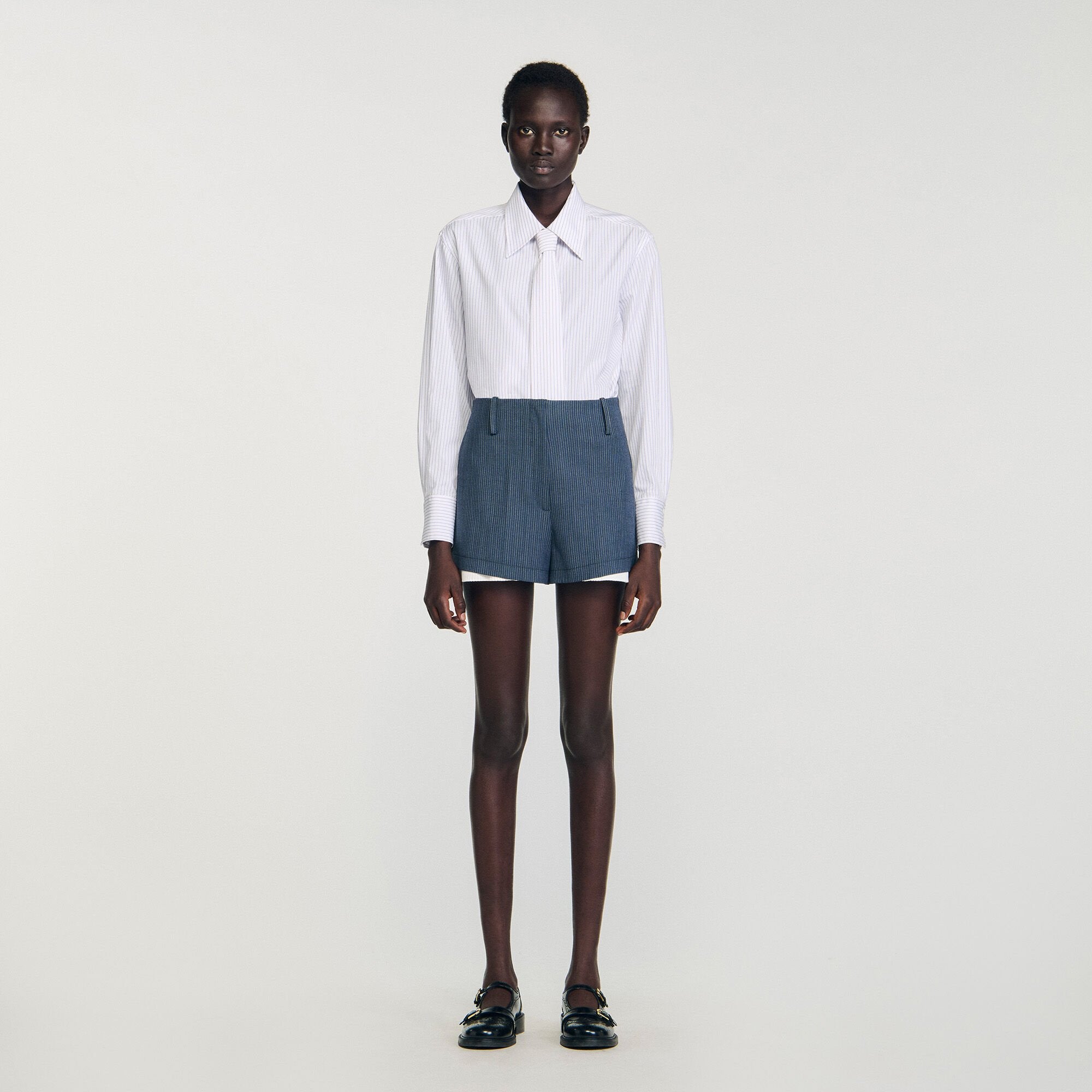 Sandro / Striped layered shorts Blue