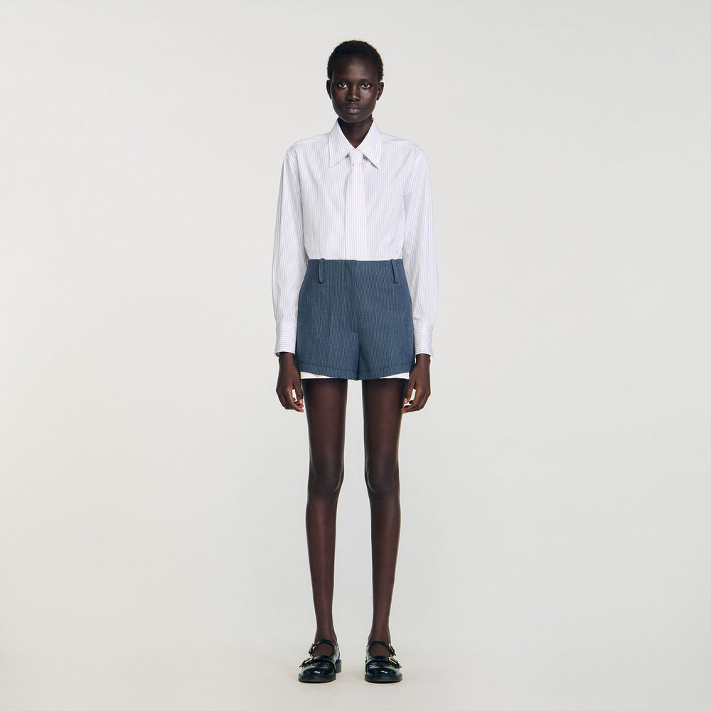 Sandro / Striped layered shorts Blue
