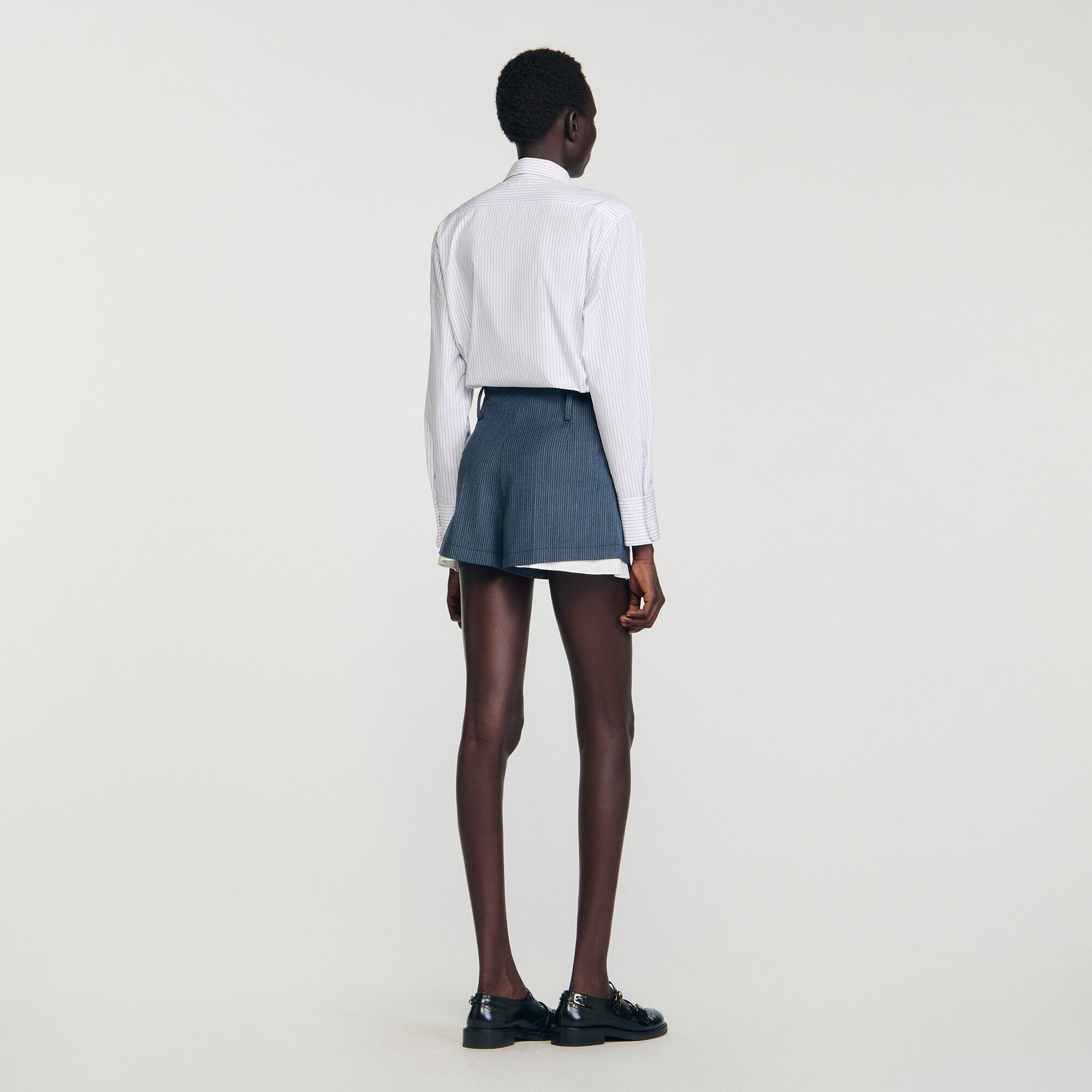 Sandro / Striped layered shorts Blue