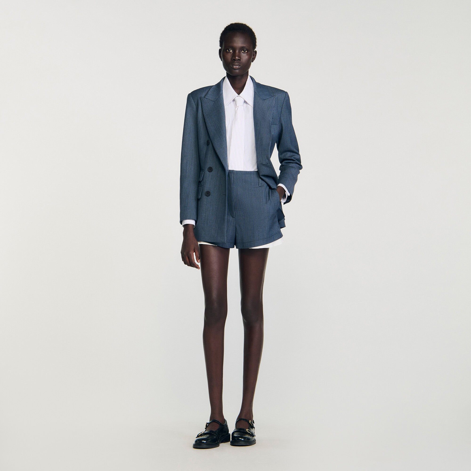 Sandro / Striped layered shorts Blue