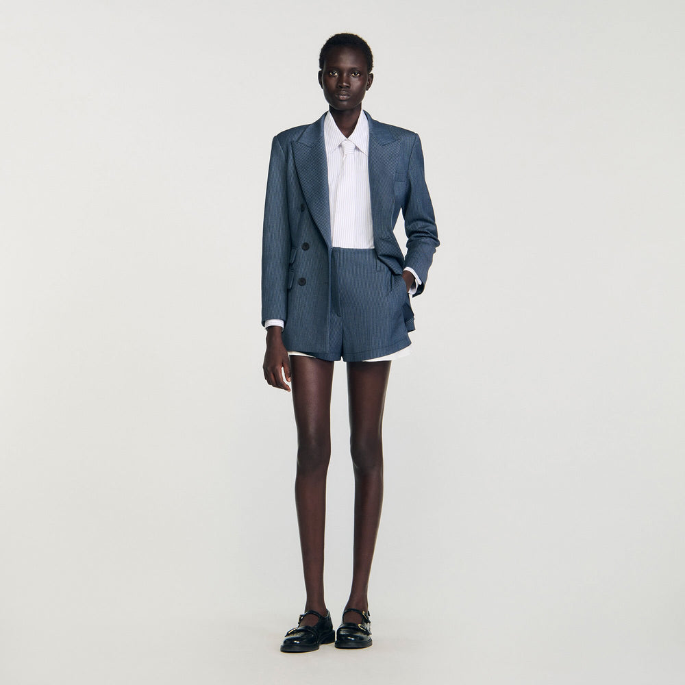 Sandro / Striped layered shorts Blue