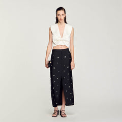 Sandro / Satin-effect crop top White