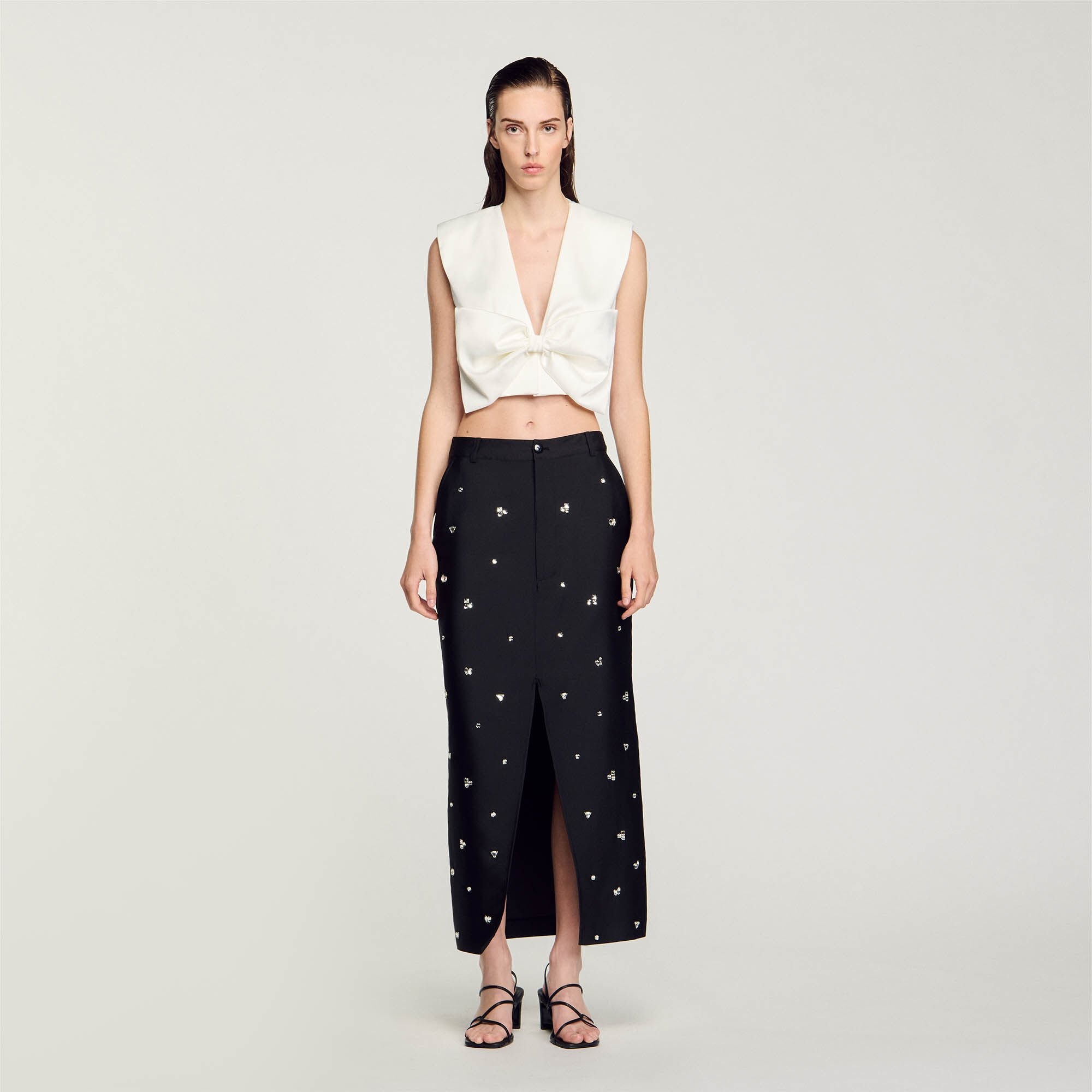 Sandro / Satin-effect crop top White