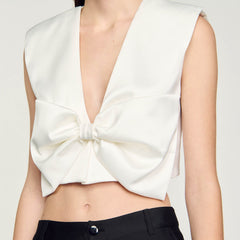 Sandro / Satin-effect crop top White