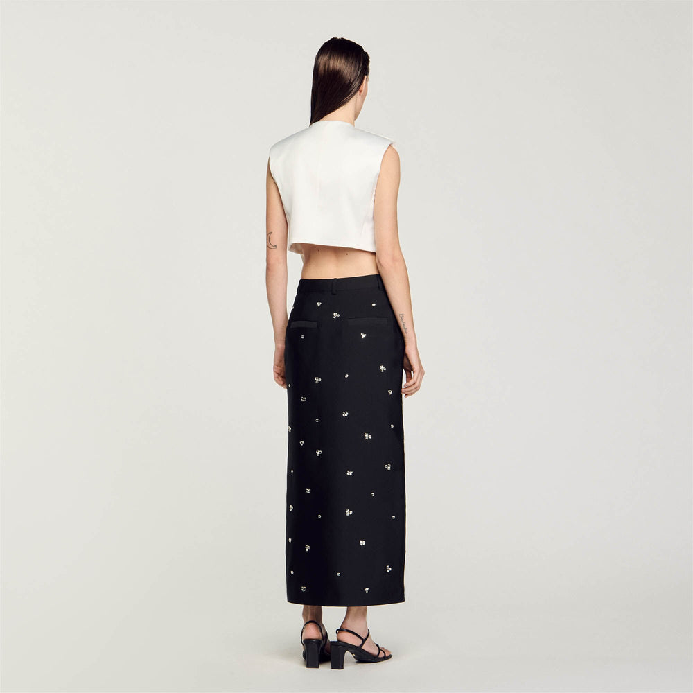 Sandro / Satin-effect crop top White