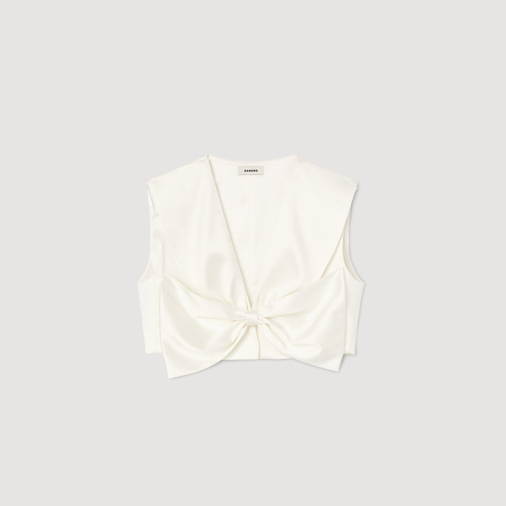 Sandro / Satin-effect crop top White