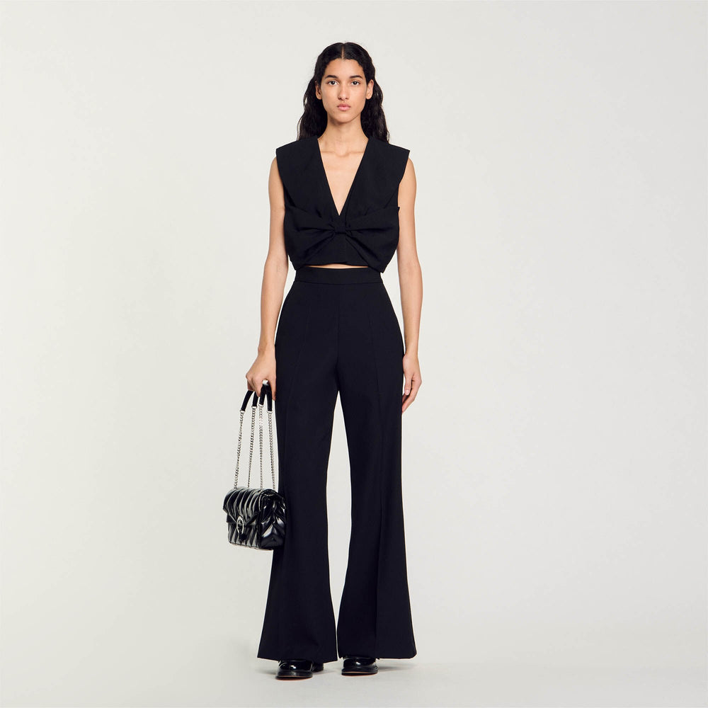 Sandro / Satin-effect crop top Black