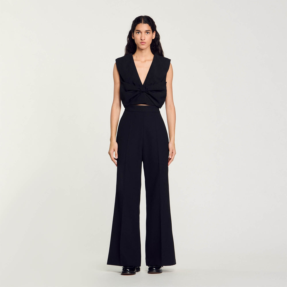 Sandro / Satin-effect crop top Black