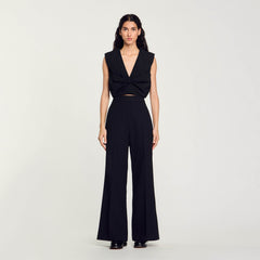Sandro / Satin-effect crop top Black