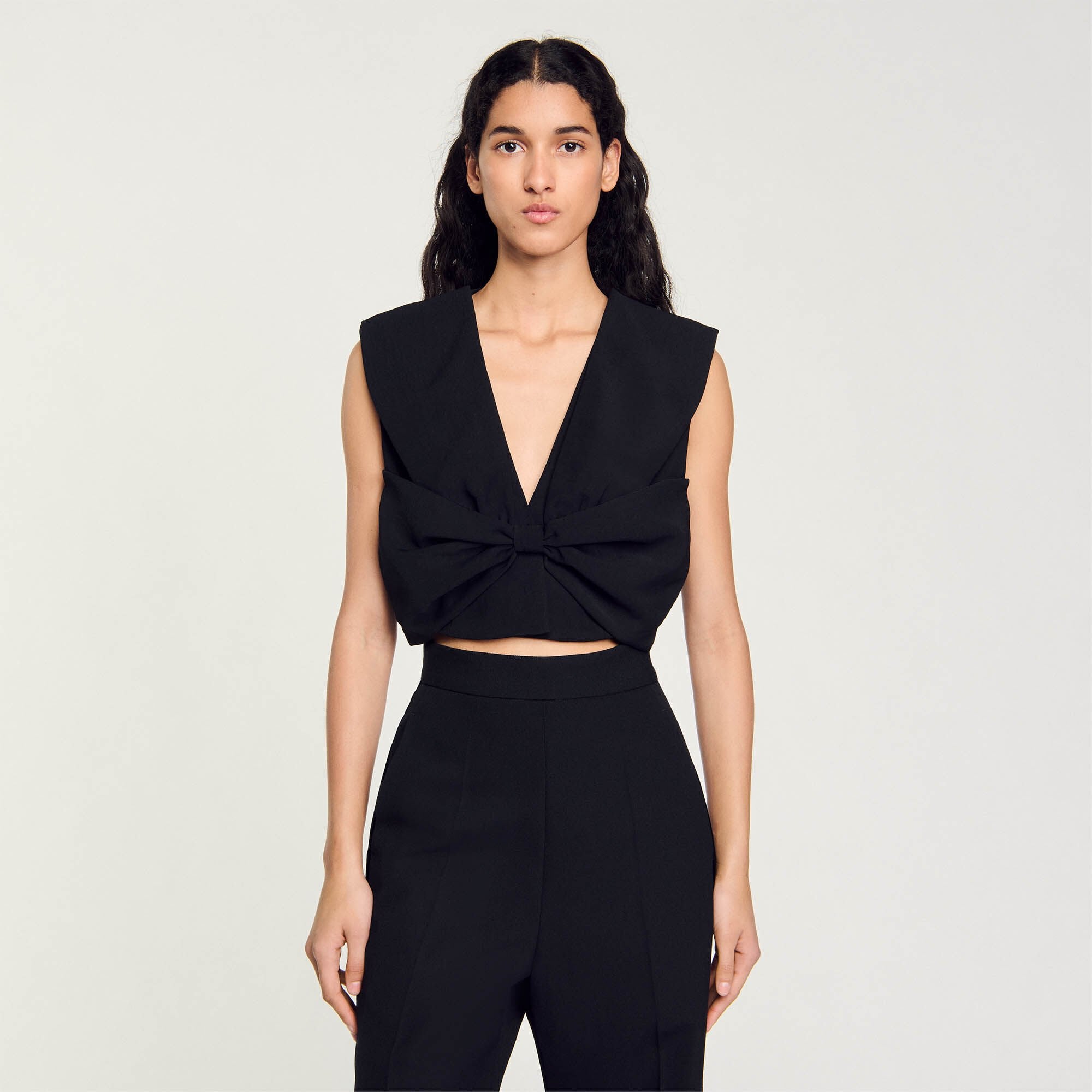 Sandro / Satin-effect crop top Black