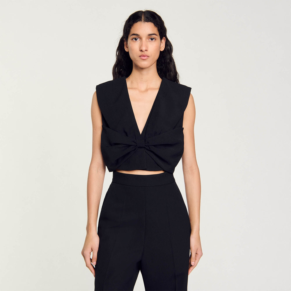 Sandro / Satin-effect crop top Black