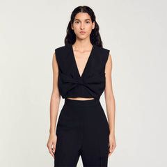 Sandro / Satin-effect crop top Black