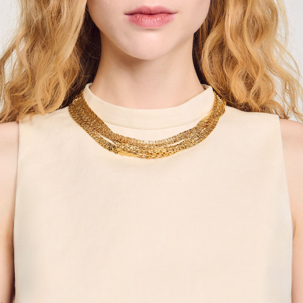 Sandro / Knit crop top with necklace Ecru
