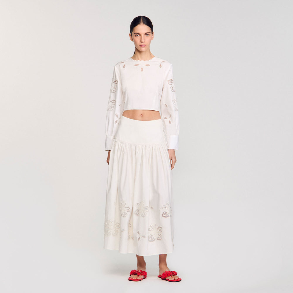 Sandro / Poplin crop top Ecru
