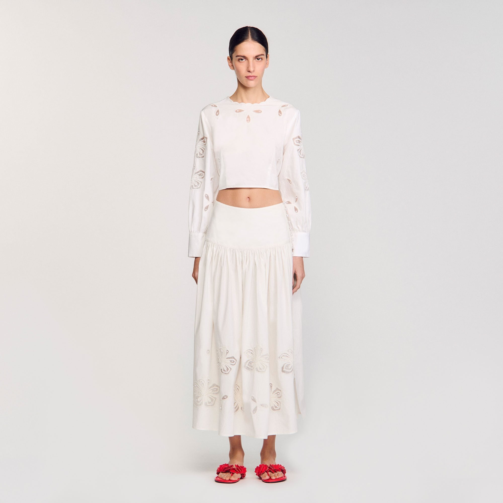 Sandro / Poplin crop top Ecru