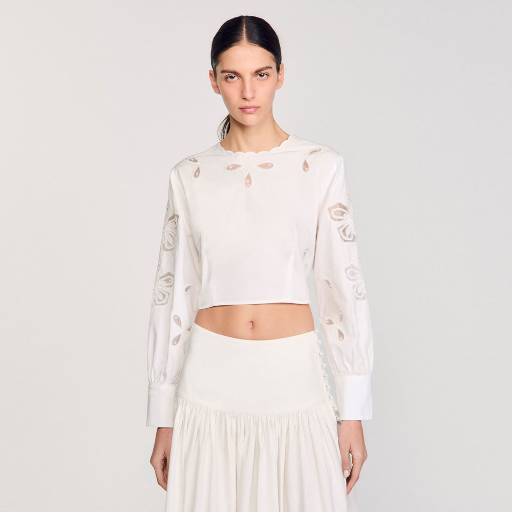 Sandro / Poplin crop top Ecru