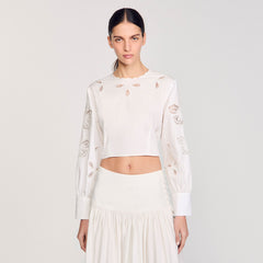 Sandro / Poplin crop top Ecru