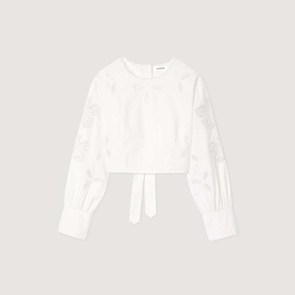 Sandro / Poplin crop top Ecru
