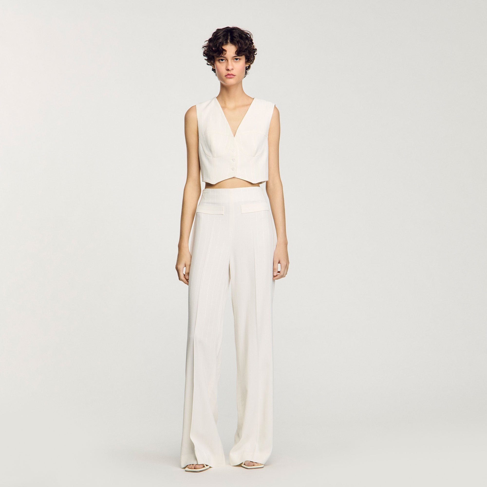 Sandro / Sequin cropped jacket Ecru
